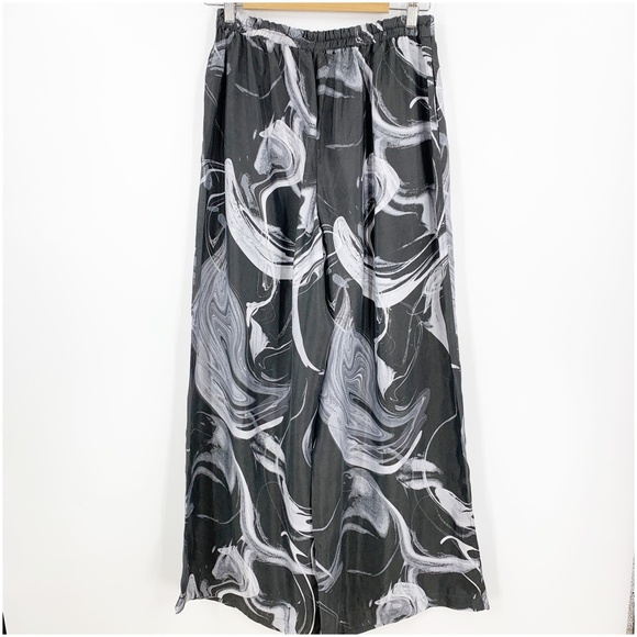 Athleta Calm Cool Wide Leg Pant Black Marble Abstract Sz M - Picture 3 of 13